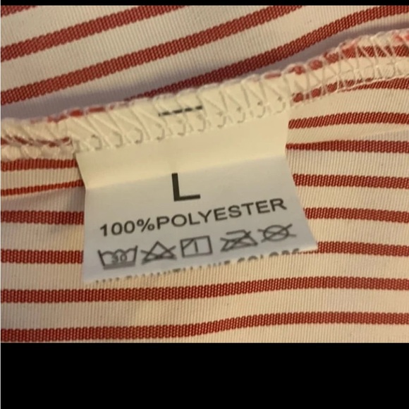 New! Women Sleeveless Red/White Striped Print Ring Decor Dress, Casual Pockets - Picture 8 of 10